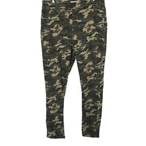 FATE & FORTUNE HIGH-RISE STRAIGHT LEG KHAKI CAMO PANTS, WOMENS, L, CAMO GREEN